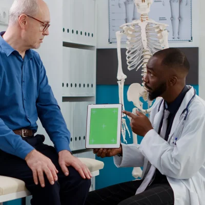 general-practitioner-holding-greenscreen-tablet-checkup-visit-with-male-patient-senior-man-medic-looking-blank-copyspace-display-with-chroma-key-background-isolated-template