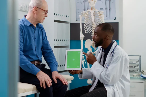 general-practitioner-holding-greenscreen-tablet-checkup-visit-with-male-patient-senior-man-medic-looking-blank-copyspace-display-with-chroma-key-background-isolated-template